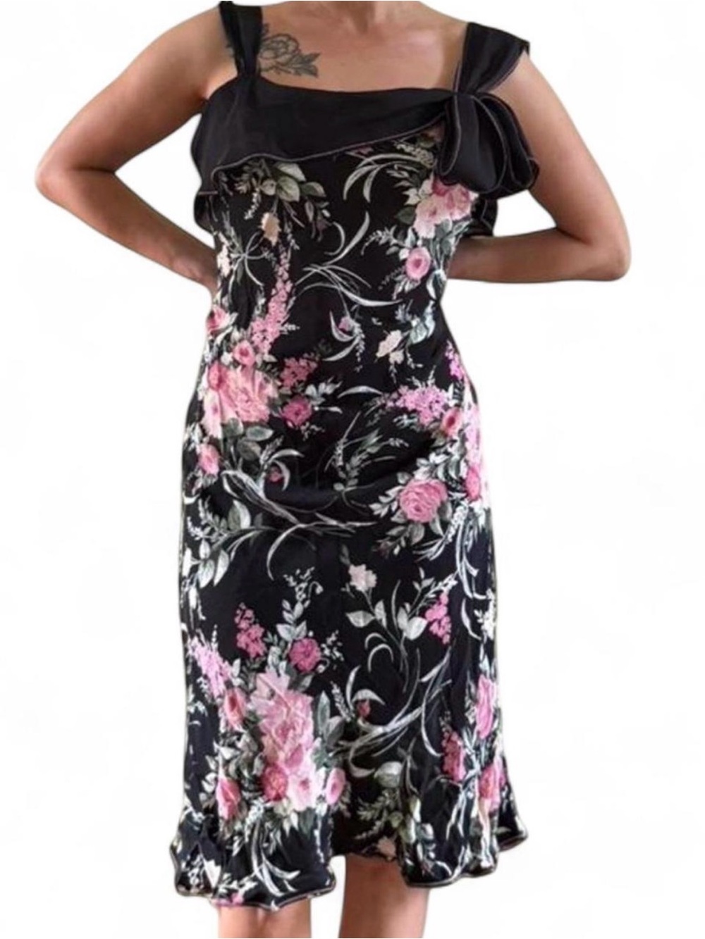 VTG Y2K Twyla Blu Floral Midi Dress Slip Fairycore Delicate Sheer Hoco 12/M